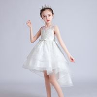 Princess Solid Color Polyester Girls Dresses main image 5