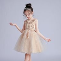 Princess Solid Color Polyester Girls Dresses main image 1