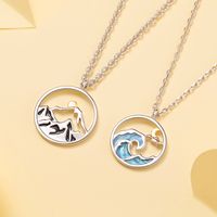Simple Style Sea Wave Alloy Copper Hollow Out Couple Pendant Necklace main image 3