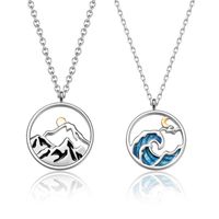 Simple Style Sea Wave Alloy Copper Hollow Out Couple Pendant Necklace main image 2