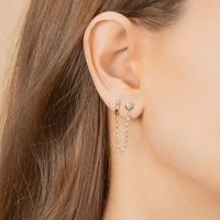 1 Piece Casual Simple Style Round Copper Plating Chain Inlay Zircon Ear Studs main image 1