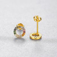 1 Pair Casual Simple Style Circle Copper Plating Hollow Out Inlay Zircon Ear Studs main image 1