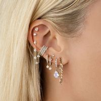 1 Pair Casual Simple Style Oval Copper Plating Inlay Zircon Ear Studs main image 5