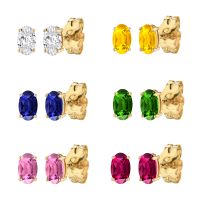 1 Pair Casual Simple Style Oval Copper Plating Inlay Zircon Ear Studs main image 1