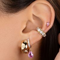 1 Pair Casual Simple Style Oval Copper Plating Inlay Zircon Ear Studs main image 2