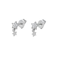 1 Pair Ins Style Simple Style Star Moon Copper Plating Inlay Zircon Drop Earrings sku image 4