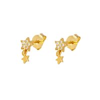 1 Pair Ins Style Simple Style Star Moon Copper Plating Inlay Zircon Drop Earrings main image 6