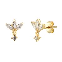 1 Pair Simple Style Star Water Droplets Inlay Sterling Silver Copper Artificial Diamond Ear Studs sku image 10