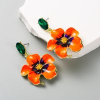 1 Pair Elegant Glam Flower Enamel Plating Inlay Stainless Steel Alloy Titanium Steel Rhinestones Gold Plated Drop Earrings main image 8