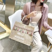 Women's Vintage Style Letter Straw Shopping Bags main image 3