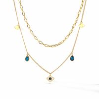Modern Style Devil's Eye Titanium Steel Layered Plating Inlay Zircon 18k Gold Plated Layered Necklaces sku image 2