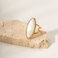 Ins Style Simple Style Horse Eye Stainless Steel Plating Inlay Shell 18k Gold Plated Open Ring main image 4