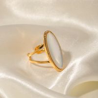 Ins Style Simple Style Horse Eye Stainless Steel Plating Inlay Shell 18k Gold Plated Open Ring main image 5