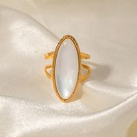Ins Style Simple Style Horse Eye Stainless Steel Plating Inlay Shell 18k Gold Plated Open Ring main image 1