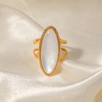 Ins Style Simple Style Horse Eye Stainless Steel Plating Inlay Shell 18k Gold Plated Open Ring main image 6