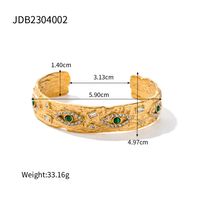 Ins Style Ethnic Style Devil's Eye Stainless Steel Plating Inlay Zircon 18k Gold Plated Cuff Bracelets sku image 1