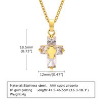 201 Stainless Steel INS Style Casual Plating Inlay Cross Zircon Necklace Pendant main image 3