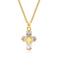 201 Stainless Steel INS Style Casual Plating Inlay Cross Zircon Necklace Pendant main image 2