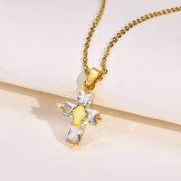 201 Stainless Steel INS Style Casual Plating Inlay Cross Zircon Necklace Pendant main image 6