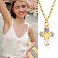 201 Stainless Steel INS Style Casual Plating Inlay Cross Zircon Necklace Pendant main image 7