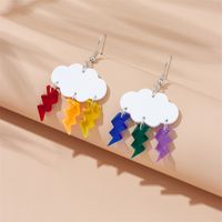 Cartoon Style Cute Clouds Water Droplets Lightning Arylic Women's Drop Earrings main image 5