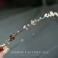 Fashion Flower Alloy Plating Inlay Artificial Gemstones Hair Band 1 Piece sku image 31