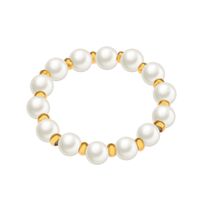 Casual Simple Style Round Imitation Pearl Titanium Steel Beaded Plating Inlay Zircon 14k Gold Plated Women's Charm Ring main image 6