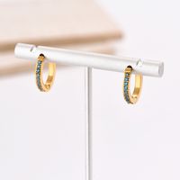 1 Pair Elegant Round Plating Inlay 304 Stainless Steel Zircon 14K Gold Plated Hoop Earrings main image 3