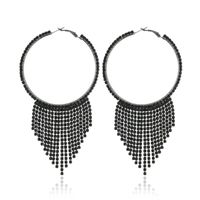 1 Pair Glam Circle Tassel Inlay Alloy Rhinestones Drop Earrings sku image 3