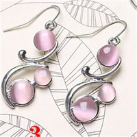 Elegant Simple Style Round Alloy Inlay Opal Women's Drop Earrings sku image 3
