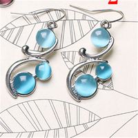 Elegant Simple Style Round Alloy Inlay Opal Women's Drop Earrings sku image 1