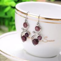 Elegant Simple Style Round Alloy Inlay Opal Women's Drop Earrings main image 6