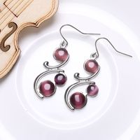 Elegant Simple Style Round Alloy Inlay Opal Women's Drop Earrings main image 7
