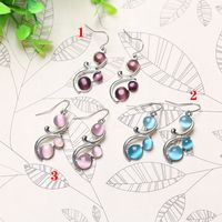 Elegant Simple Style Round Alloy Inlay Opal Women's Drop Earrings main image 1