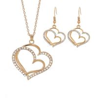 Elegant Shiny Heart Shape Rhinestones Alloy Wholesale Earrings Necklace main image 2