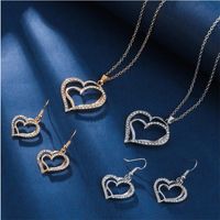 Elegant Shiny Heart Shape Rhinestones Alloy Wholesale Earrings Necklace main image 5