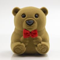 Cute Bear Bow Knot Flocking Jewelry Boxes sku image 1