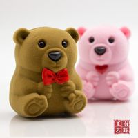 Cute Bear Bow Knot Flocking Jewelry Boxes main image 1