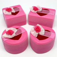 Lady Sweet Classic Style Square Heart Shape Flannel Jewelry Boxes main image 2