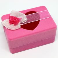Lady Sweet Classic Style Square Heart Shape Flannel Jewelry Boxes sku image 3