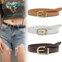 Streetwear Solid Color Pu Leather Alloy Women's Leather Belts main image 6