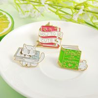 Cartoon Style Cute Book Cat Alloy Stoving Varnish Unisex Brooches main image 5