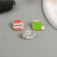 Cartoon Style Cute Book Cat Alloy Stoving Varnish Unisex Brooches main image 1