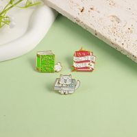 Cartoon Style Cute Book Cat Alloy Stoving Varnish Unisex Brooches main image 3