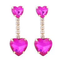 Shiny Heart Shape Alloy Inlay Rhinestones Women's Drop Earrings main image 4