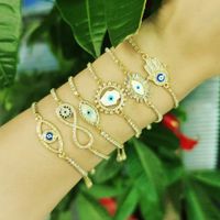 Copper Simple Style Classic Style Devil's Eye Infinity Hand Of Fatima Plating Inlay Zircon Bracelets main image 1