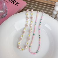 Fashion Spring And Summer Sweet Pink Twin Colorful Beaded Alloy Necklace sku image 16