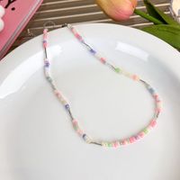 Fashion Spring And Summer Sweet Pink Twin Colorful Beaded Alloy Necklace sku image 1