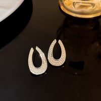 1 Pair Retro Color Block Heart Shape Pleated Inlay Copper Rhinestones Drop Earrings sku image 2