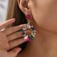 1 Pair Luxurious Geometric Inlay Alloy Rhinestones Glass Gold Plated Chandelier Earrings Drop Earrings main image 1